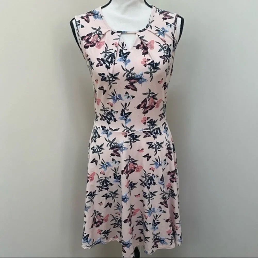 Dorothy Perkins pink butterfly cotton dress size 6